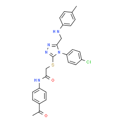ChemSpider 2D Image | N-(4-Acetylphenyl)-2-{[4-(4-chlorophenyl)-5-{[(4-methylphenyl)amino]methyl}-4H-1,2,4-triazol-3-yl]sulfanyl}acetamide | C26H24ClN5O2S