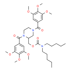 ChemSpider 2D Image | [1,4-Bis(3,4,5-trimethoxybenzoyl)-2-piperazinyl]methyl dipentylcarbamate | C36H53N3O10
