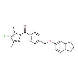 ChemSpider 2D Image | (4-Chloro-3,5-dimethyl-1H-pyrazol-1-yl){4-[(2,3-dihydro-1H-inden-5-yloxy)methyl]phenyl}methanone | C22H21ClN2O2