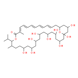 ChemSpider 2D Image | (3E,5E,7E,9E,11E)-19,21,23,25,27,29,31,33,35-Nonahydroxy-15-isopropyl-12,16-dimethyl-14,37-dioxabicyclo[31.3.1]heptatriaconta-3,5,7,9,11-pentaen-13-one | C40H66O12
