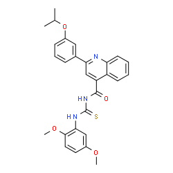ChemSpider 2D Image | N-[(2,5-Dimethoxyphenyl)carbamothioyl]-2-(3-isopropoxyphenyl)-4-quinolinecarboxamide | C28H27N3O4S