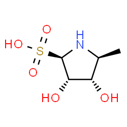 ChemSpider 2D Image | (2R,3S,4S,5S)-3,4-Dihydroxy-5-methyl-2-pyrrolidinesulfonic acid | C5H11NO5S