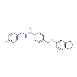 ChemSpider 2D Image | 4-[(2,3-Dihydro-1H-inden-5-yloxy)methyl]-N-(4-fluorobenzyl)benzamide | C24H22FNO2