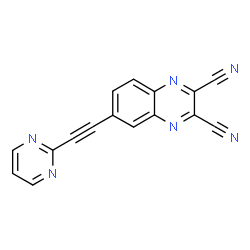 ChemSpider 2D Image | 6-(2-Pyrimidinylethynyl)-2,3-quinoxalinedicarbonitrile | C16H6N6