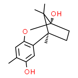 ChemSpider 2D Image | (1S,9R)-1,5,12,12-Tetramethyl-8-oxatricyclo[7.2.1.0~2,7~]dodeca-2,4,6-triene-4,9-diol | C15H20O3