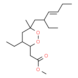 ChemSpider 2D Image | Methyl {4-ethyl-6-[(3E)-2-ethyl-3-hexen-1-yl]-6-methyl-1,2-dioxan-3-yl}acetate | C18H32O4