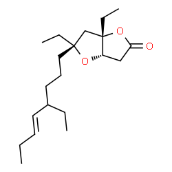 ChemSpider 2D Image | (3aS,5S,6aS)-5,6a-Diethyl-5-[(5E)-4-ethyl-5-octen-1-yl]tetrahydrofuro[3,2-b]furan-2(3H)-one | C20H34O3