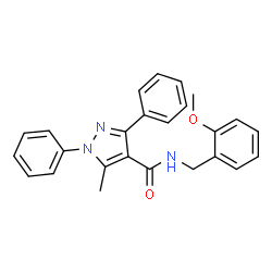 ChemSpider 2D Image | N-(2-Methoxybenzyl)-5-methyl-1,3-diphenyl-1H-pyrazole-4-carboxamide | C25H23N3O2