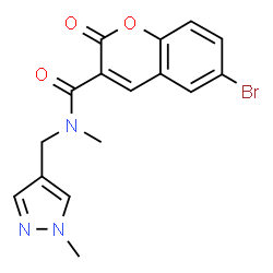 ChemSpider 2D Image | 6-Bromo-N-methyl-N-[(1-methyl-1H-pyrazol-4-yl)methyl]-2-oxo-2H-chromene-3-carboxamide | C16H14BrN3O3