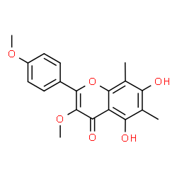 ChemSpider 2D Image | 5,7-Dihydroxy-3-methoxy-2-(4-methoxyphenyl)-6,8-dimethyl-4H-chromen-4-one | C19H18O6