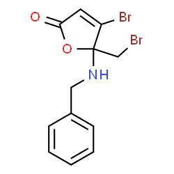ChemSpider 2D Image | 5-(Benzylamino)-4-bromo-5-(bromomethyl)-2(5H)-furanone | C12H11Br2NO2