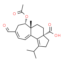 ChemSpider 2D Image | (3aS,5aR,6S)-6-Acetoxy-8-formyl-1-isopropyl-5a-methyl-2,4,5,5a,6,7-hexahydrocyclohepta[e]indene-3a(3H)-carboxylic acid | C22H28O5