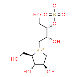ChemSpider 2D Image | (2S,3S)-4-[(2R,3S,4S)-3,4-Dihydroxy-2-(hydroxymethyl)tetrahydro-1-selenopheniumyl]-1,3-dihydroxy-2-butanyl sulfate | C9H18O9SSe