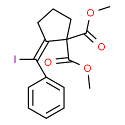 ChemSpider 2D Image | Dimethyl (2E)-2-[iodo(phenyl)methylene]-1,1-cyclopentanedicarboxylate | C16H17IO4