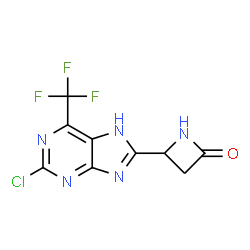ChemSpider 2D Image | 4-[2-Chloro-6-(trifluoromethyl)-7H-purin-8-yl]-2-azetidinone | C9H5ClF3N5O