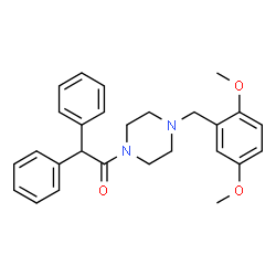 ChemSpider 2D Image | 1-[4-(2,5-Dimethoxybenzyl)-1-piperazinyl]-2,2-diphenylethanone | C27H30N2O3