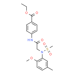 ChemSpider 2D Image | Ethyl 4-{[N-(2-methoxy-5-methylphenyl)-N-(methylsulfonyl)glycyl]amino}benzoate | C20H24N2O6S