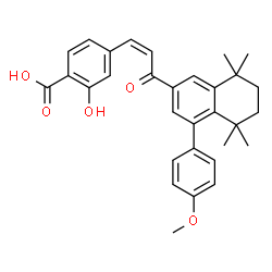 ChemSpider 2D Image | 2-Hydroxy-4-{(1Z)-3-[4-(4-methoxyphenyl)-5,5,8,8-tetramethyl-5,6,7,8-tetrahydro-2-naphthalenyl]-3-oxo-1-propen-1-yl}benzoic acid | C31H32O5