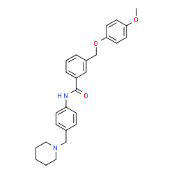 ChemSpider 2D Image | 3-[(4-Methoxyphenoxy)methyl]-N-[4-(1-piperidinylmethyl)phenyl]benzamide | C27H30N2O3