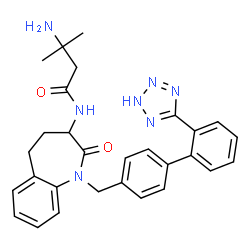ChemSpider 2D Image | 3-Amino-3-methyl-N-(2-oxo-1-{[2'-(2H-tetrazol-5-yl)-4-biphenylyl]methyl}-2,3,4,5-tetrahydro-1H-1-benzazepin-3-yl)butanamide | C29H31N7O2