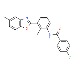 ChemSpider 2D Image | 4-Chloro-N-[2-methyl-3-(5-methyl-1,3-benzoxazol-2-yl)phenyl]benzamide | C22H17ClN2O2