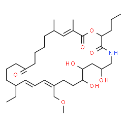 ChemSpider 2D Image | (12Z,14E,26E)-16-Ethyl-6,8,9-trihydroxy-12-(methoxymethyl)-25,27-dimethyl-2-propyl-1-oxa-4-azacyclooctacosa-12,14,26-triene-3,20,28-trione | C35H59NO8