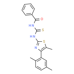 ChemSpider 2D Image | N-{[4-(2,5-Dimethylphenyl)-5-methyl-1,3-thiazol-2-yl]carbamothioyl}benzamide | C20H19N3OS2
