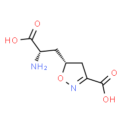 ChemSpider 2D Image | (5R)-5-[(2S)-2-Amino-2-carboxyethyl]-4,5-dihydro-1,2-oxazole-3-carboxylic acid | C7H10N2O5