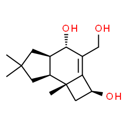 ChemSpider 2D Image | (2S,4S,4aR,7aS,7bR)-3-(Hydroxymethyl)-6,6,7b-trimethyl-2,4,4a,5,6,7,7a,7b-octahydro-1H-cyclobuta[e]indene-2,4-diol | C15H24O3
