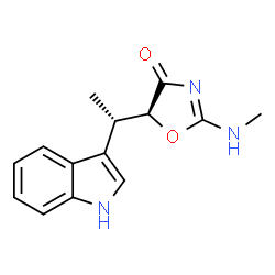 ChemSpider 2D Image | (5S)-5-[(1S)-1-(1H-Indol-3-yl)ethyl]-2-(methylamino)-1,3-oxazol-4(5H)-one | C14H15N3O2