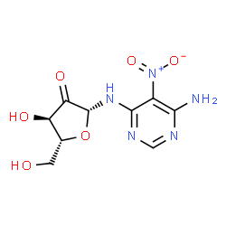 ChemSpider 2D Image | N-(6-Amino-5-nitro-4-pyrimidinyl)-beta-D-erythro-pentofuranosyl-2-uloseamine | C9H11N5O6