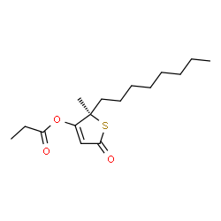 ChemSpider 2D Image | (2R)-2-Methyl-2-octyl-5-oxo-2,5-dihydro-3-thiophenyl propionate | C16H26O3S