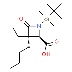ChemSpider 2D Image | (2R,3S)-3-Butyl-1-[dimethyl(2-methyl-2-propanyl)silyl]-3-ethyl-4-oxo-2-azetidinecarboxylic acid | C16H31NO3Si