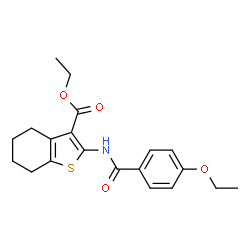 ChemSpider 2D Image | Ethyl 2-[(4-ethoxybenzoyl)amino]-4,5,6,7-tetrahydro-1-benzothiophene-3-carboxylate | C20H23NO4S