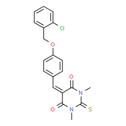ChemSpider 2D Image | 5-{4-[(2-Chlorobenzyl)oxy]benzylidene}-1,3-dimethyl-2-thioxodihydro-4,6(1H,5H)-pyrimidinedione | C20H17ClN2O3S