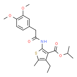 ChemSpider 2D Image | Isopropyl 2-{[(3,4-dimethoxyphenyl)acetyl]amino}-4-ethyl-5-methyl-3-thiophenecarboxylate | C21H27NO5S