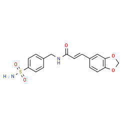 ChemSpider 2D Image | (2E)-3-(1,3-Benzodioxol-5-yl)-N-(4-sulfamoylbenzyl)acrylamide | C17H16N2O5S