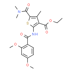 ChemSpider 2D Image | Ethyl 2-[(2,4-dimethoxybenzoyl)amino]-5-(dimethylcarbamoyl)-4-methyl-3-thiophenecarboxylate | C20H24N2O6S