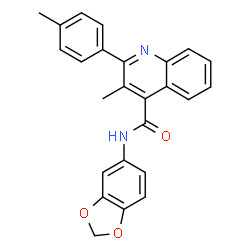 ChemSpider 2D Image | N-(1,3-Benzodioxol-5-yl)-3-methyl-2-(4-methylphenyl)-4-quinolinecarboxamide | C25H20N2O3