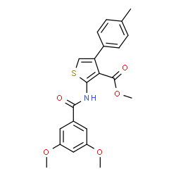ChemSpider 2D Image | Methyl 2-[(3,5-dimethoxybenzoyl)amino]-4-(4-methylphenyl)-3-thiophenecarboxylate | C22H21NO5S