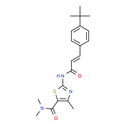 ChemSpider 2D Image | N,N,4-Trimethyl-2-({(2E)-3-[4-(2-methyl-2-propanyl)phenyl]-2-propenoyl}amino)-1,3-thiazole-5-carboxamide | C20H25N3O2S