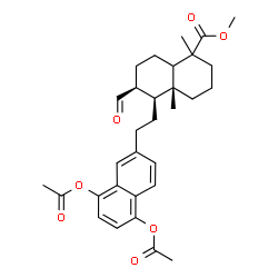 ChemSpider 2D Image | Methyl (4aR,5S,6S)-5-[2-(5,8-diacetoxy-2-naphthyl)ethyl]-6-formyl-1,4a-dimethyldecahydro-1-naphthalenecarboxylate | C31H38O7