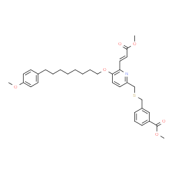ChemSpider 2D Image | Methyl 3-({[(6-[(1E)-3-methoxy-3-oxo-1-propen-1-yl]-5-{[8-(4-methoxyphenyl)octyl]oxy}-2-pyridinyl)methyl]sulfanyl}methyl)benzoate | C34H41NO6S