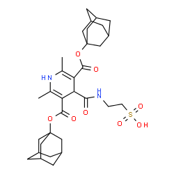 ChemSpider 2D Image | 2-[({3,5-Bis[(adamantan-1-yloxy)carbonyl]-2,6-dimethyl-1,4-dihydro-4-pyridinyl}carbonyl)amino]ethanesulfonic acid | C32H44N2O8S
