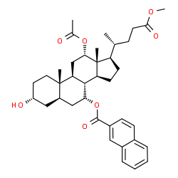 ChemSpider 2D Image | Methyl (3alpha,5alpha,7alpha,12alpha)-12-acetoxy-3-hydroxy-7-(2-naphthoyloxy)cholan-24-oate | C38H50O7