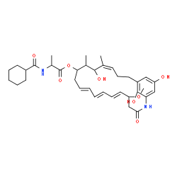 ChemSpider 2D Image | (6E,8E,10E,16Z)-15,22,24-Trihydroxy-5-methoxy-14,16-dimethyl-3-oxo-2-azabicyclo[18.3.1]tetracosa-1(24),6,8,10,16,20,22-heptaen-13-yl N-(cyclohexylcarbonyl)alaninate | C36H50N2O8