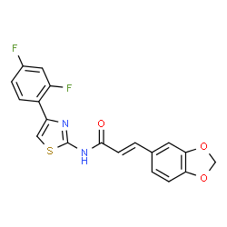 ChemSpider 2D Image | (2E)-3-(1,3-Benzodioxol-5-yl)-N-[4-(2,4-difluorophenyl)-1,3-thiazol-2-yl]acrylamide | C19H12F2N2O3S