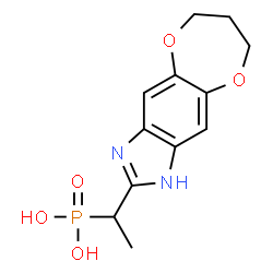 ChemSpider 2D Image | [1-(7,8-Dihydro-1H,6H-[1,4]dioxepino[2,3-f]benzimidazol-2-yl)ethyl]phosphonic acid | C12H15N2O5P
