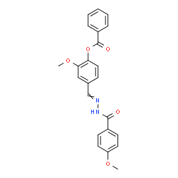 ChemSpider 2D Image | 2-Methoxy-4-{[(4-methoxybenzoyl)hydrazono]methyl}phenyl benzoate | C23H20N2O5