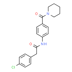 ChemSpider 2D Image | 2-(4-Chlorophenyl)-N-[4-(1-piperidinylcarbonyl)phenyl]acetamide | C20H21ClN2O2